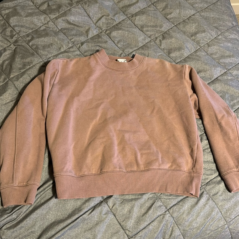 A cropped beige crew neck, size small, from the business A New Day